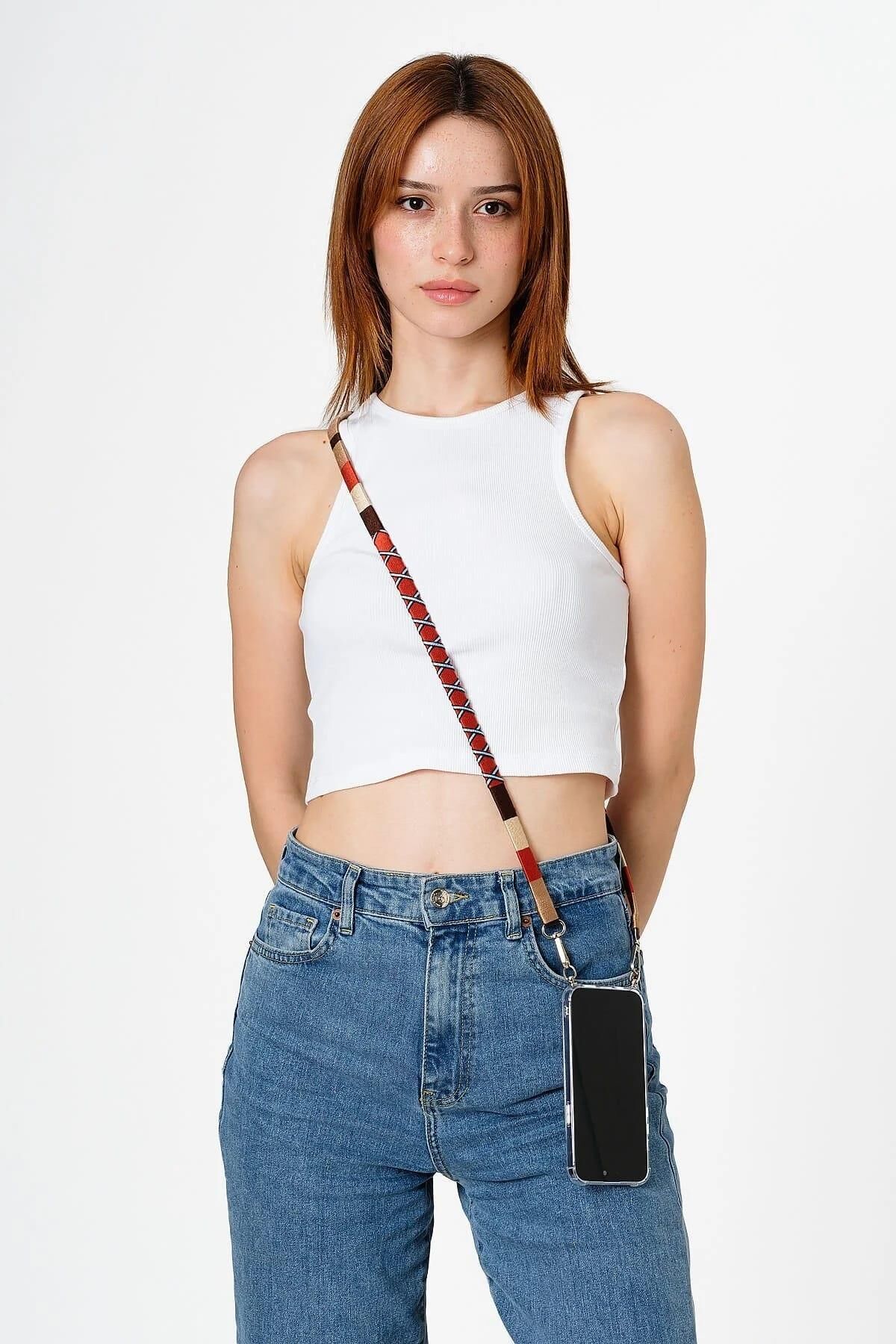 Hippi El Örgüsü Yassı Telefon ve Çanta Askısı 110 cm