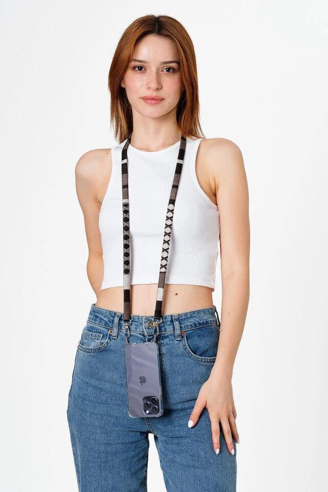 Hippi El Örgüsü Yassı Telefon ve Çanta Askısı 110 cm