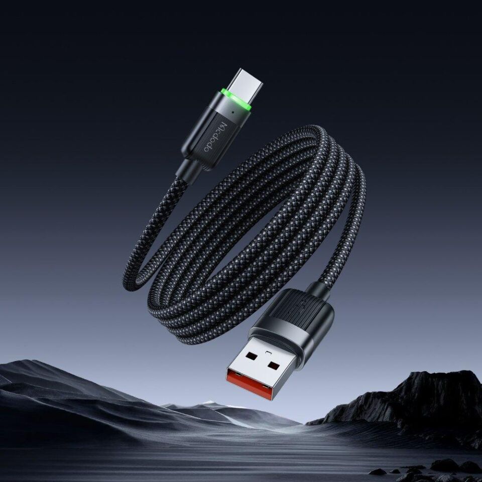Mcdodo Ca-5650 1.2M Usb-A To Usb-C 6A Siyah Sarılabilir Manyetik Kablo