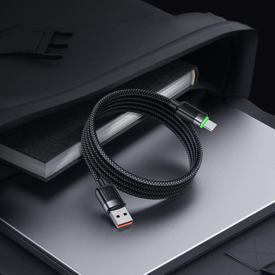 Mcdodo Ca-5650 1.2M Usb-A To Usb-C 6A Siyah Sarılabilir Manyetik Kablo