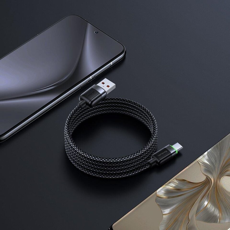Mcdodo Ca-5650 1.2M Usb-A To Usb-C 6A Siyah Sarılabilir Manyetik Kablo