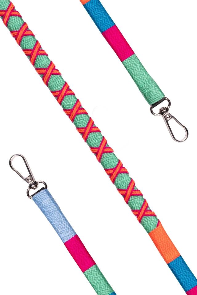 Hippi El Örgüsü Yassı Telefon ve Çanta Askısı 110 cm Raspberry