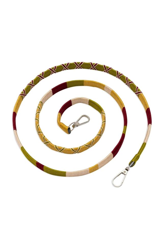 Hippi El Örgüsü Yassı Telefon ve Çanta Askısı 110 cm Mustard