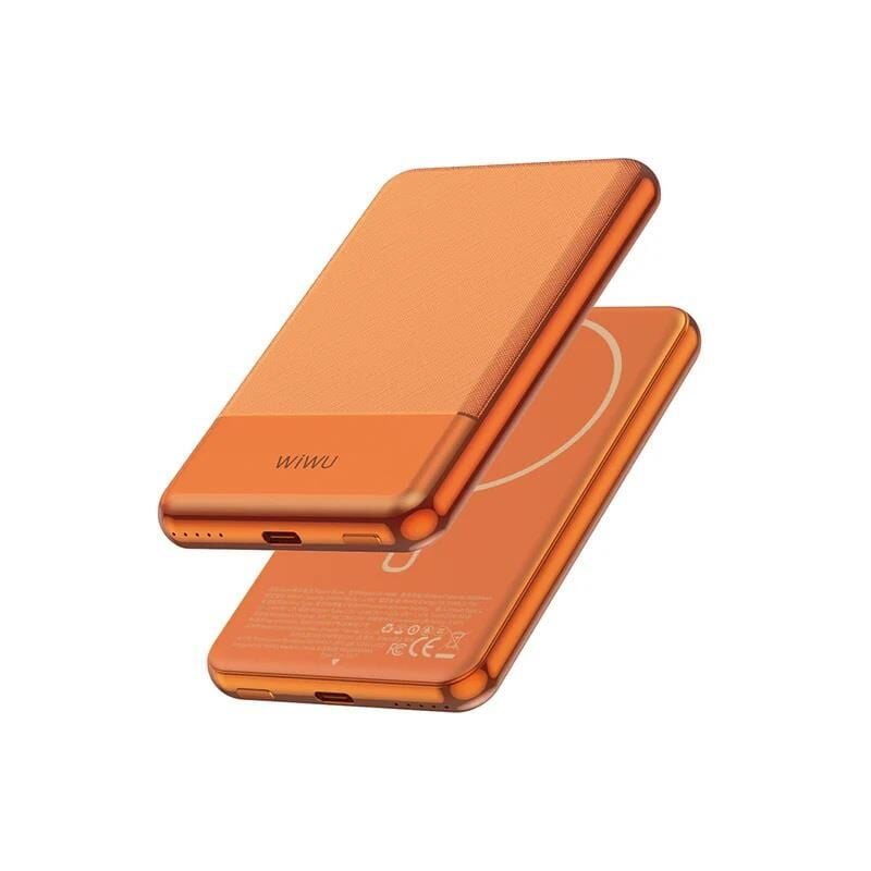 Wiwu Wi-P088 LED Işık Göstergeli PD 20W Kablosuz Powerbank 5000mAh 15W Gümüş
