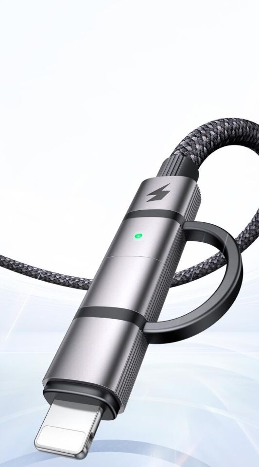Mcdodo Ca-0450 Lightning Pd 36W - Type-C 100W Destekli 2'si Bir Arada Şarj Kablosu - Siyah