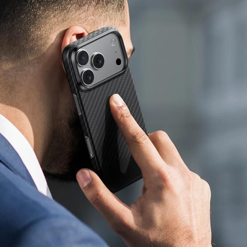 Amazingthing iPhone 17 Pro Kılıf Magsafe Şarj Özellikli 1500D Aramid Fiber  Titan Max Serisi Kılıf Siyah
