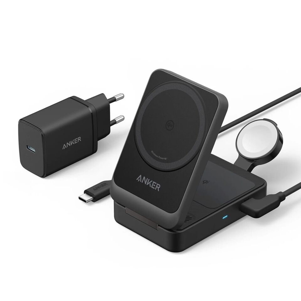 Anker MagGo Kablosuz Şarj Seti 15W B2557 Siyah
