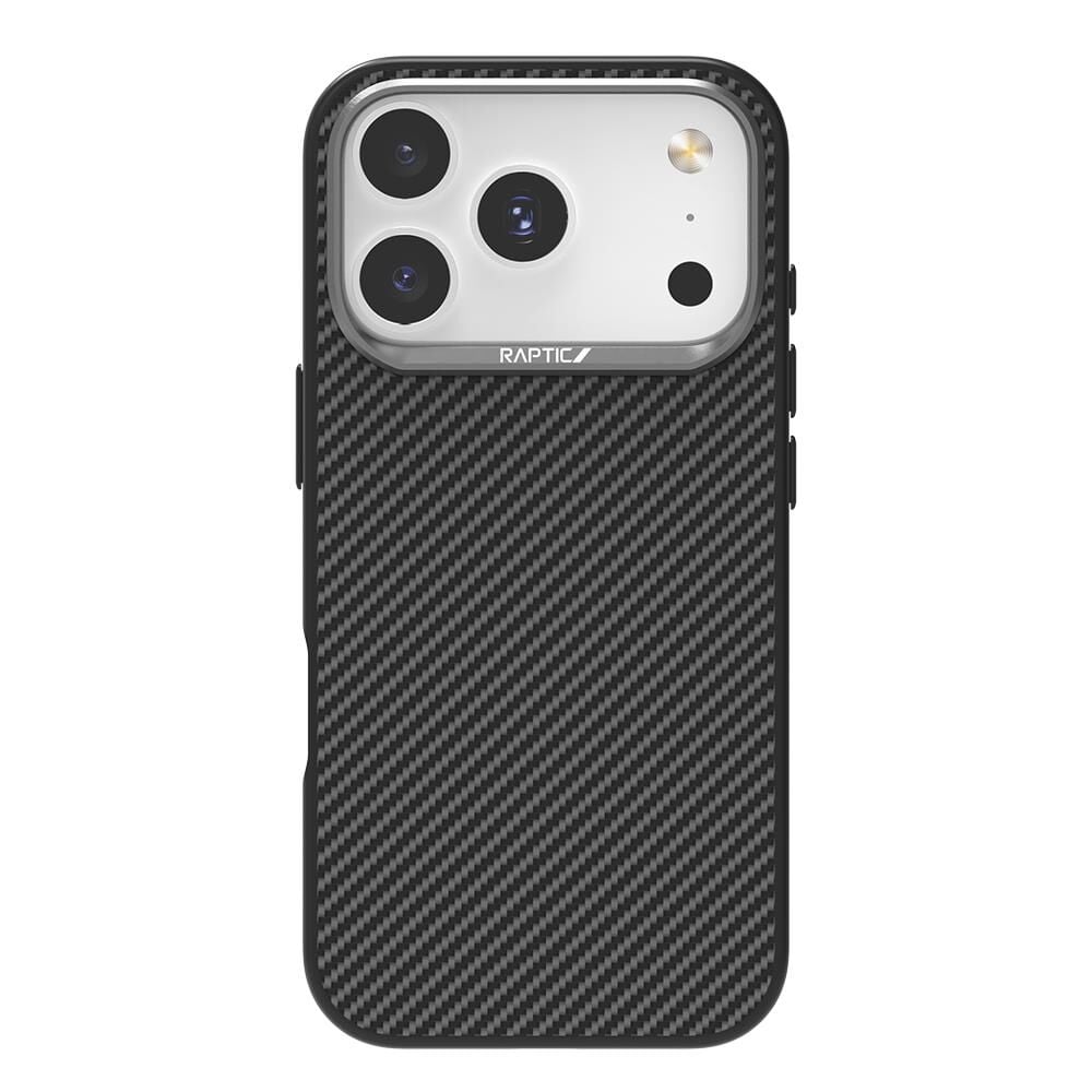 Raptic iPhone 17 Pro Max  Magsafe Şarj Özellikli 600D Metal Kamera Çerçeveli  Aramid Karbon Fiber Serisi Kılıf siyah