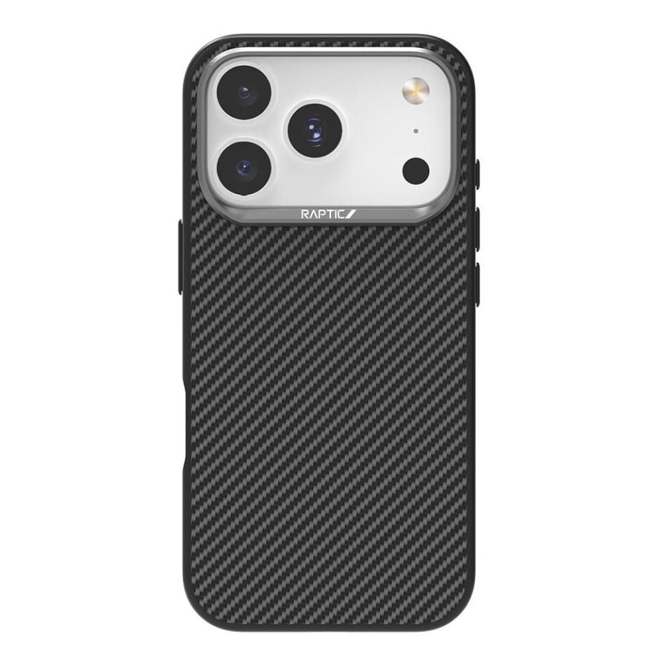 Raptic iPhone 17 Pro Max  Magsafe Şarj Özellikli 600D Metal Kamera Çerçeveli  Aramid Karbon Fiber Serisi Kılıf siyah