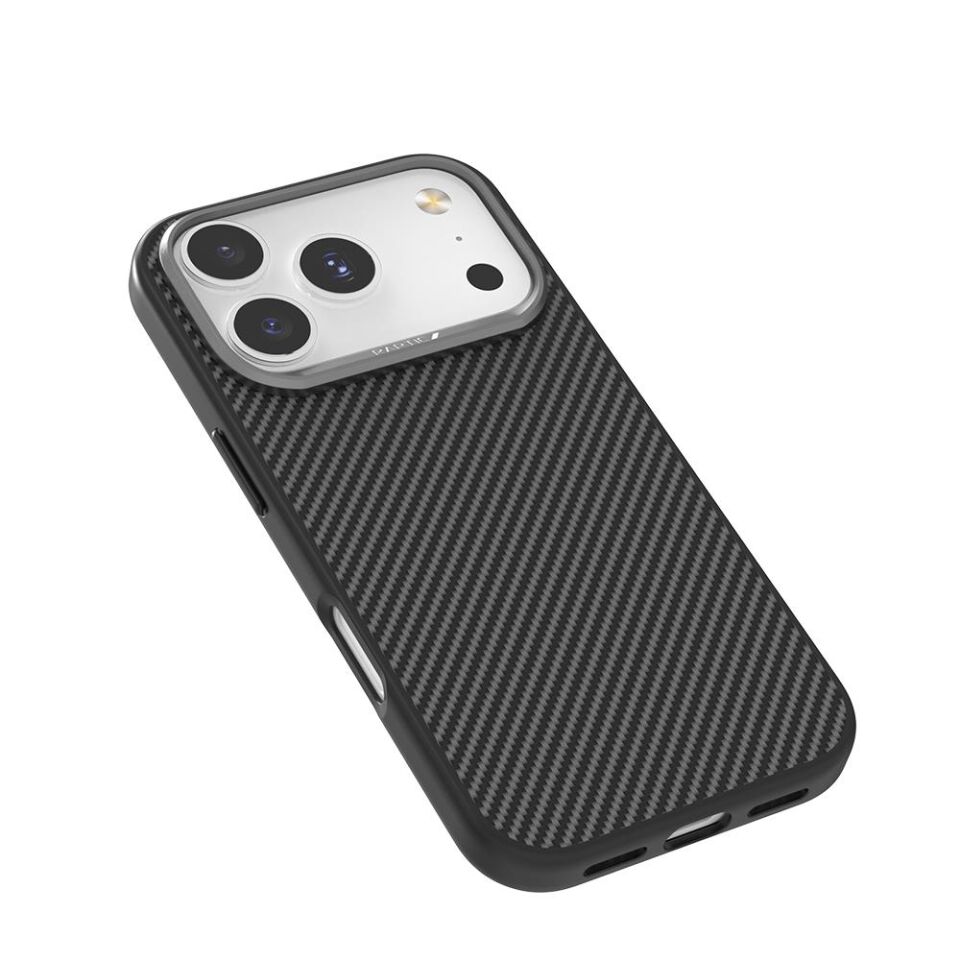 Raptic iPhone 17 Pro Max  Magsafe Şarj Özellikli 600D Metal Kamera Çerçeveli  Aramid Karbon Fiber Serisi Kılıf siyah