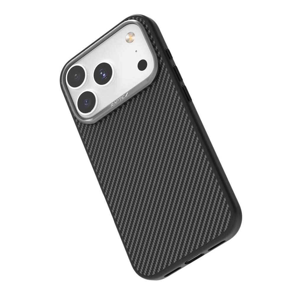 Raptic iPhone 17 Pro Max  Magsafe Şarj Özellikli 600D Metal Kamera Çerçeveli  Aramid Karbon Fiber Serisi Kılıf siyah