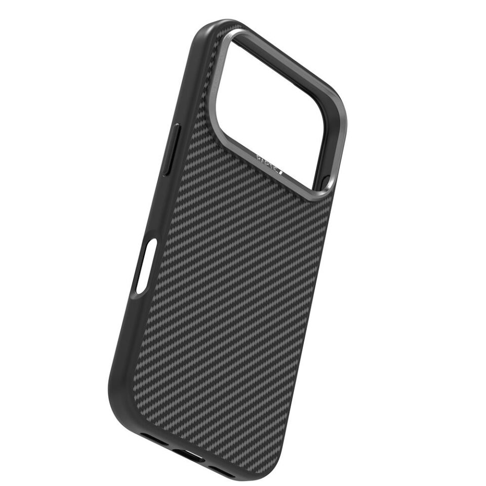 Raptic iPhone 17 Pro Max  Magsafe Şarj Özellikli 600D Metal Kamera Çerçeveli  Aramid Karbon Fiber Serisi Kılıf siyah