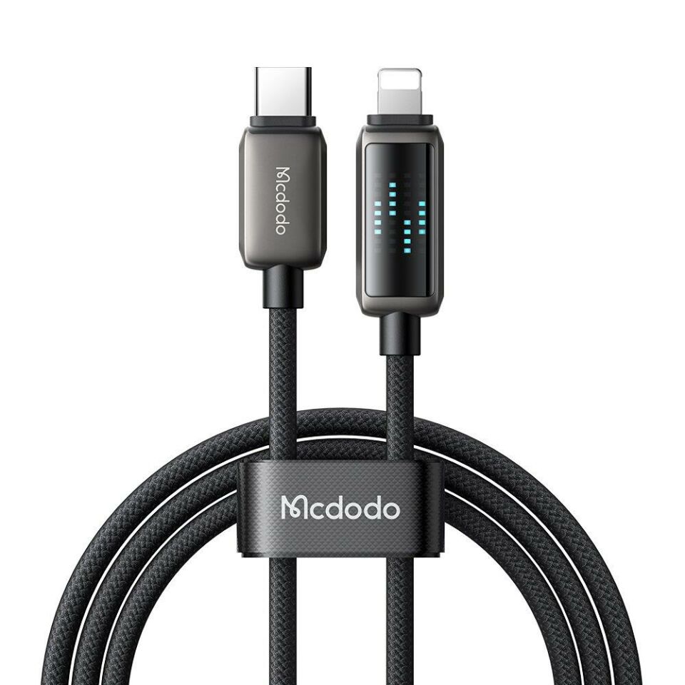 Mcdodo Ca-2630 36W Usb-C To Lıghtning Şarj Hız Göstergeli Şarj Ve Data Kablosu- 1.2 M Siyah
