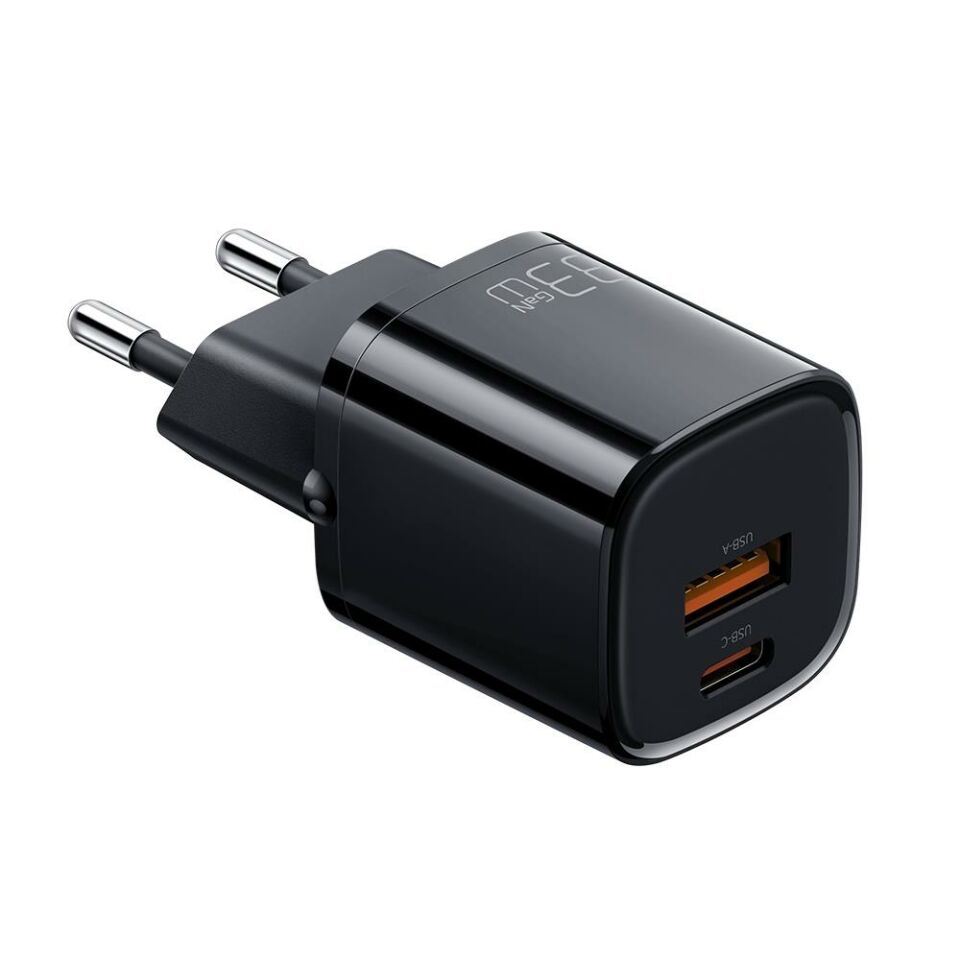 Mcdodo CH-0151 33W Gan Pd 1xUsb 1XType-C Girişli Mini Hızlı Şarj Adaptörü-Siyah