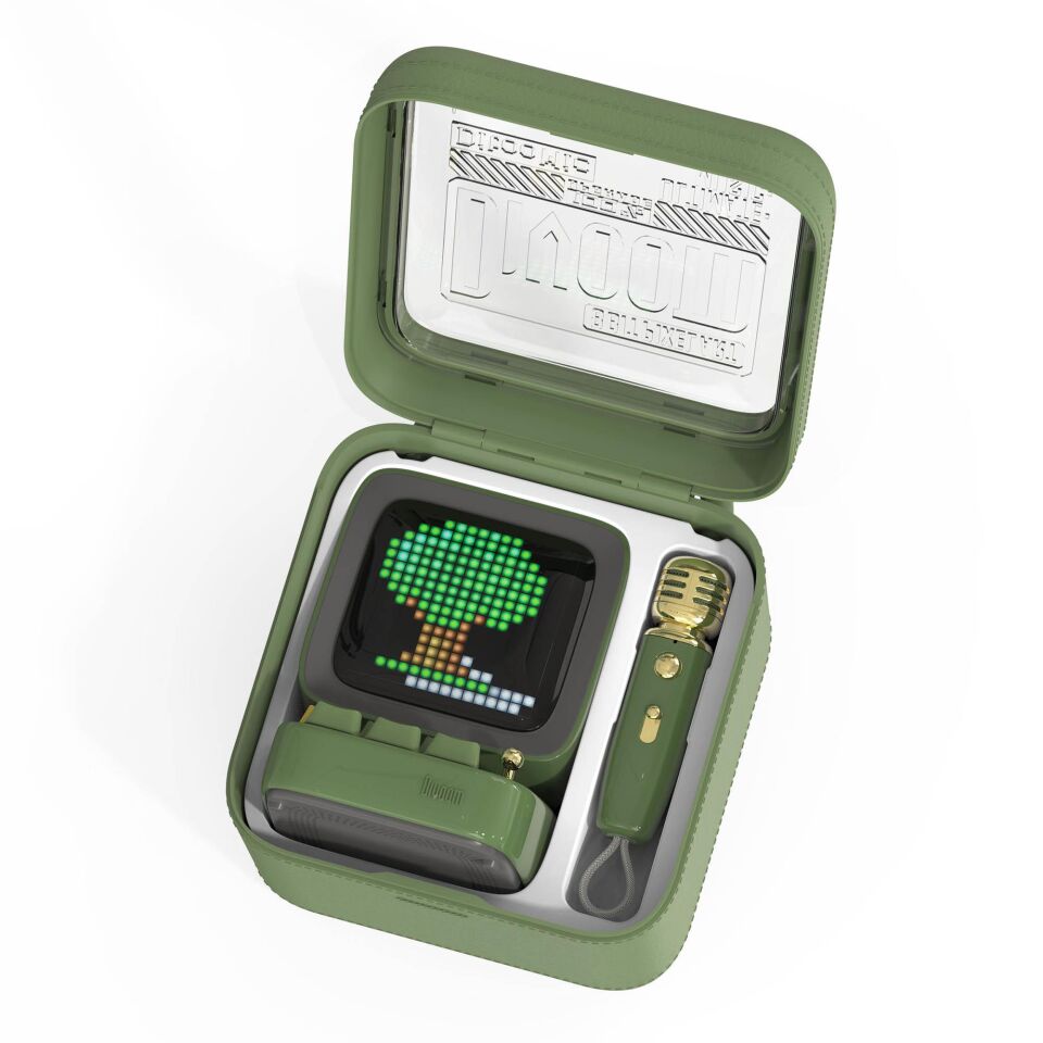 Divoom DitooMic Piksel Ekranlı Karaoke Mikrofonlu Bluetooth Hoparlör Yeşil