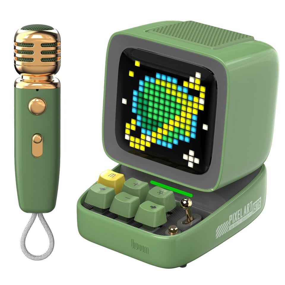 Divoom DitooMic Piksel Ekranlı Karaoke Mikrofonlu Bluetooth Hoparlör Yeşil
