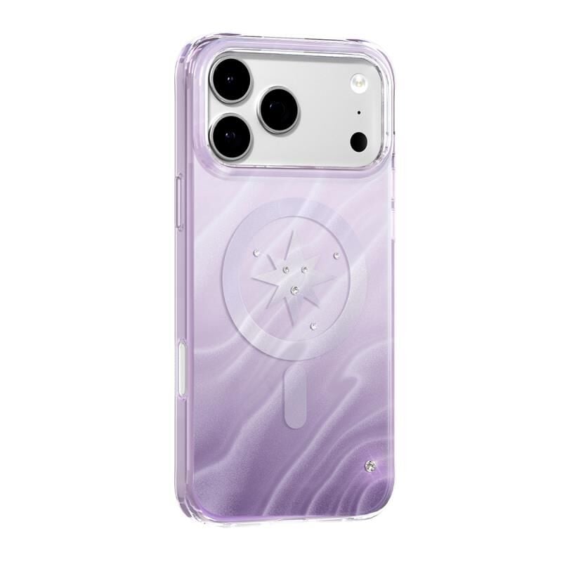 Zore Paris iPhone 17 Pro Max  MagSafe Şarj Özellikli Orjinal Swarovski Taşlı Zore Paris Rovix Sert PC Kılıf Lila
