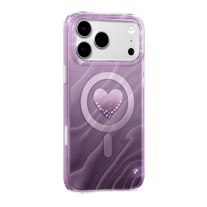 Zore Paris iPhone 17 Pro Max  MagSafe Şarj Özellikli Orjinal Swarovski Taşlı Zore Paris Rovix Sert PC Kılıf Mor2