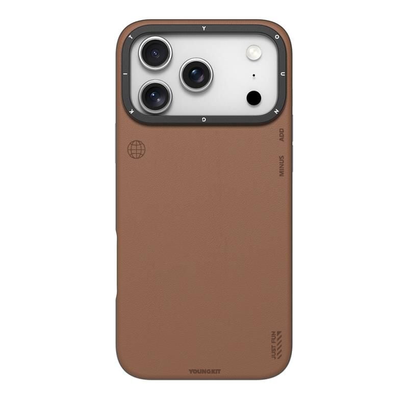 Younkit iPhone 17 Pro Max Magsafe Şarj Özellikli Basit Mat Deri Desenli Tech Fashion Serisi Kılıf