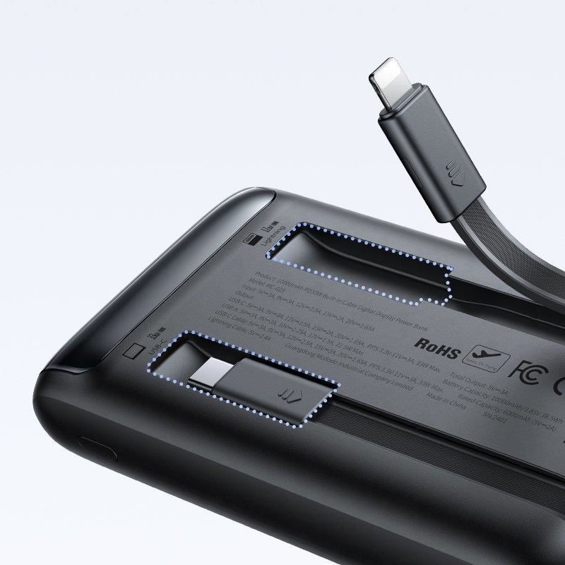 Mcdodo Mc-0231 10.000 Mah 33W Şarj Göstergeli Çift Kablolu Powerbank - Siyah