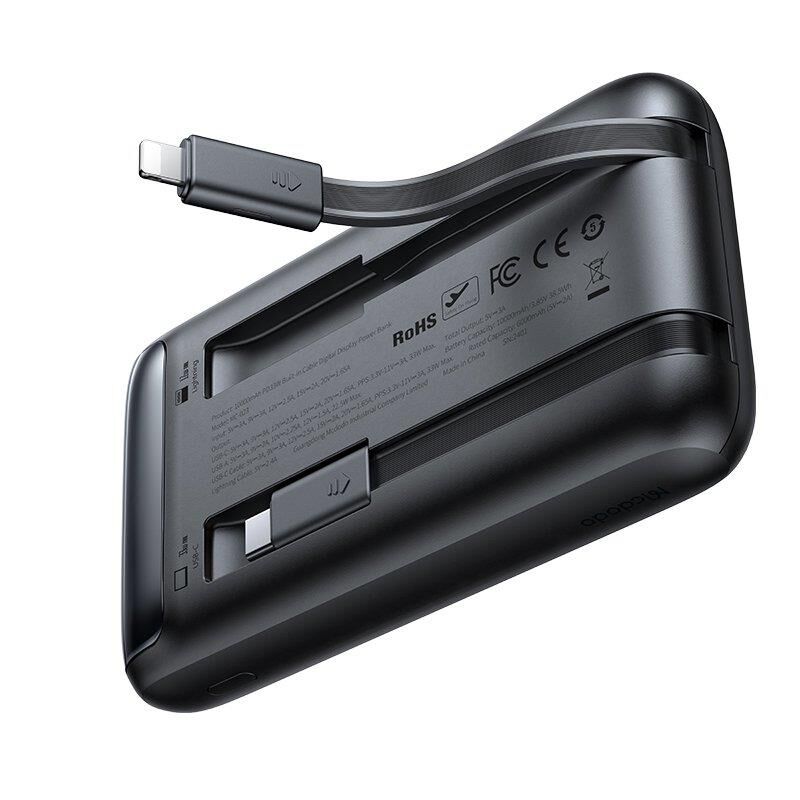 Mcdodo Mc-0231 10.000 Mah 33W Şarj Göstergeli Çift Kablolu Powerbank - Siyah