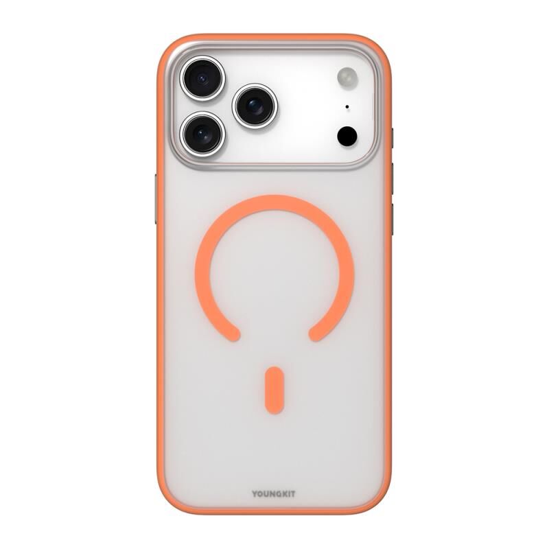 Youngkit iPhone 17 Pro Max Kılıf Magsafe Şarj Özellikli  Clear Serisi Kılıf Turuncu