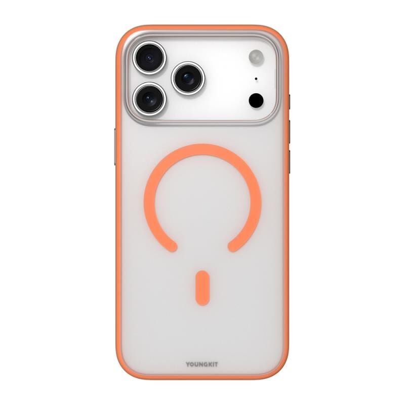 Youngkit iPhone 17 Pro Max Kılıf Magsafe Şarj Özellikli  Clear Serisi Kılıf Turuncu
