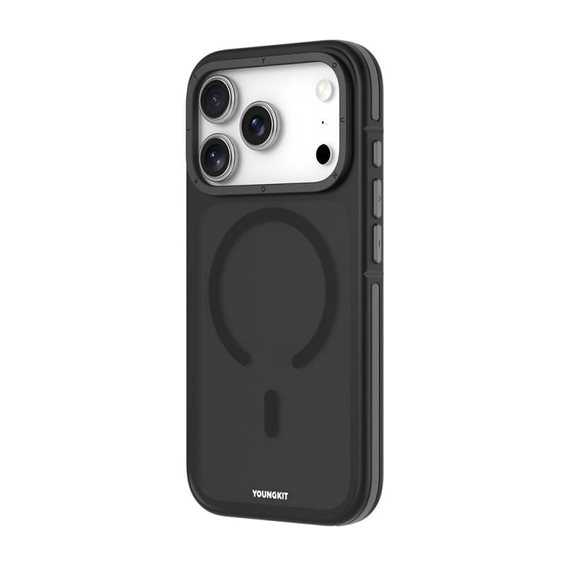 Younkit  iPhone 17 Pro Max Kılıf Magsafe Şarj Özellikli Youngkit Rock Sand Serisi Kılıf Siyah