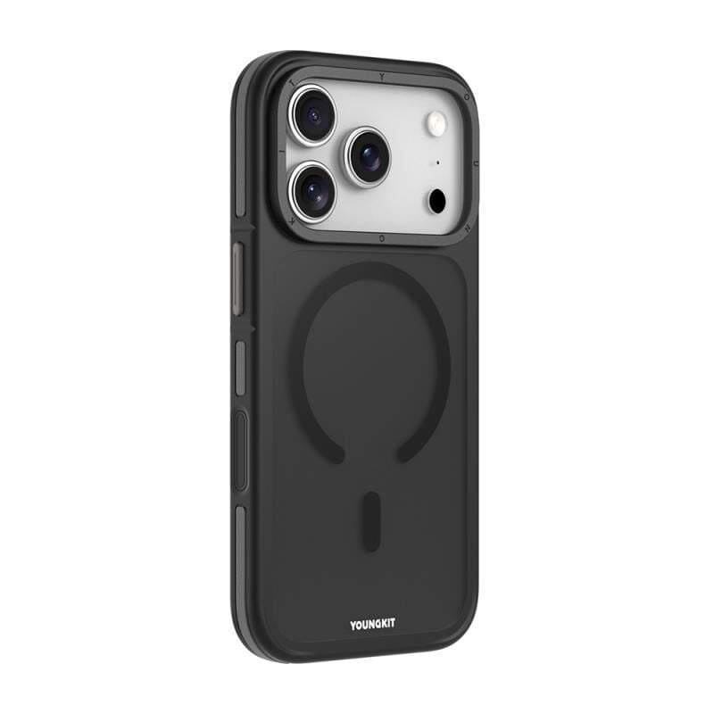 Younkit  iPhone 17 Pro Max Kılıf Magsafe Şarj Özellikli Youngkit Rock Sand Serisi Kılıf Siyah
