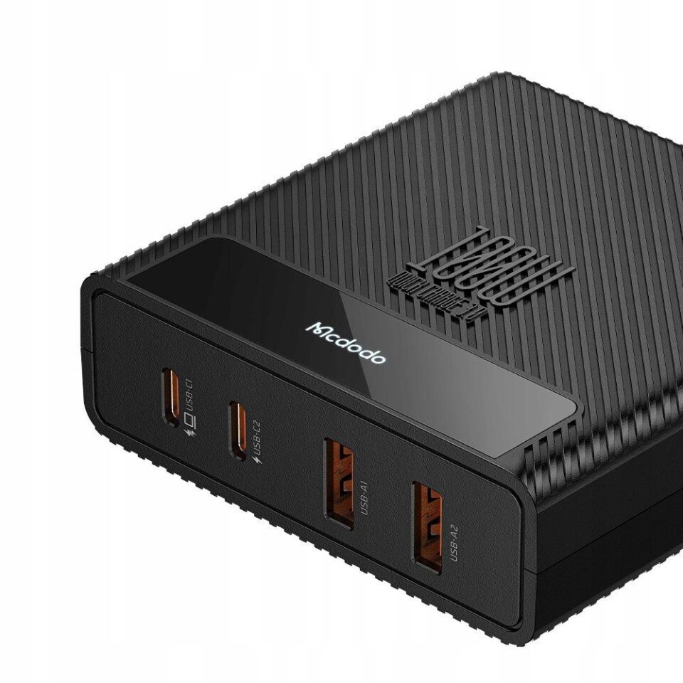 Mcdodo CH-1802 100W 2xUSB 2xType-C Girişli Powigan Hızlı Şarj İstasyonu - Siyah
