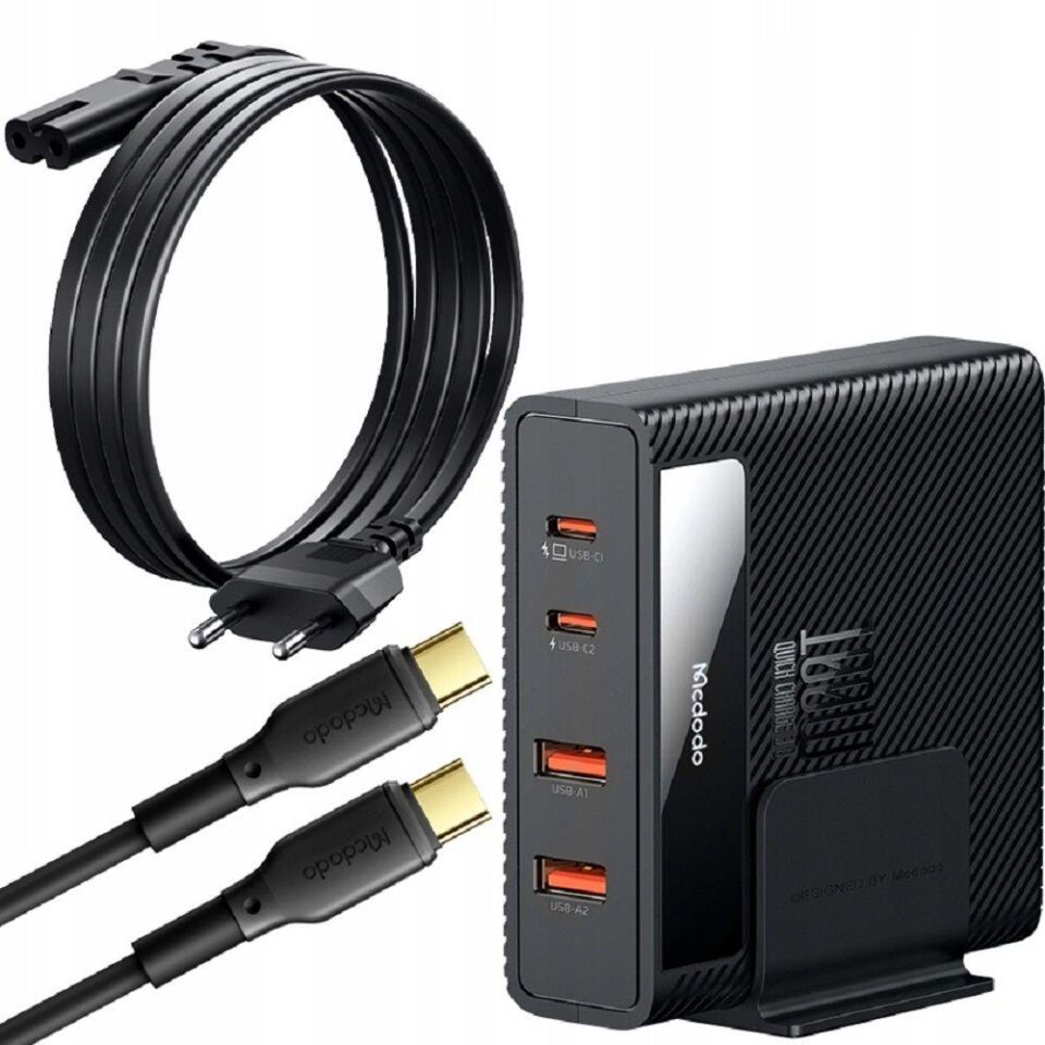 Mcdodo CH-1802 100W 2xUSB 2xType-C Girişli Powigan Hızlı Şarj İstasyonu - Siyah