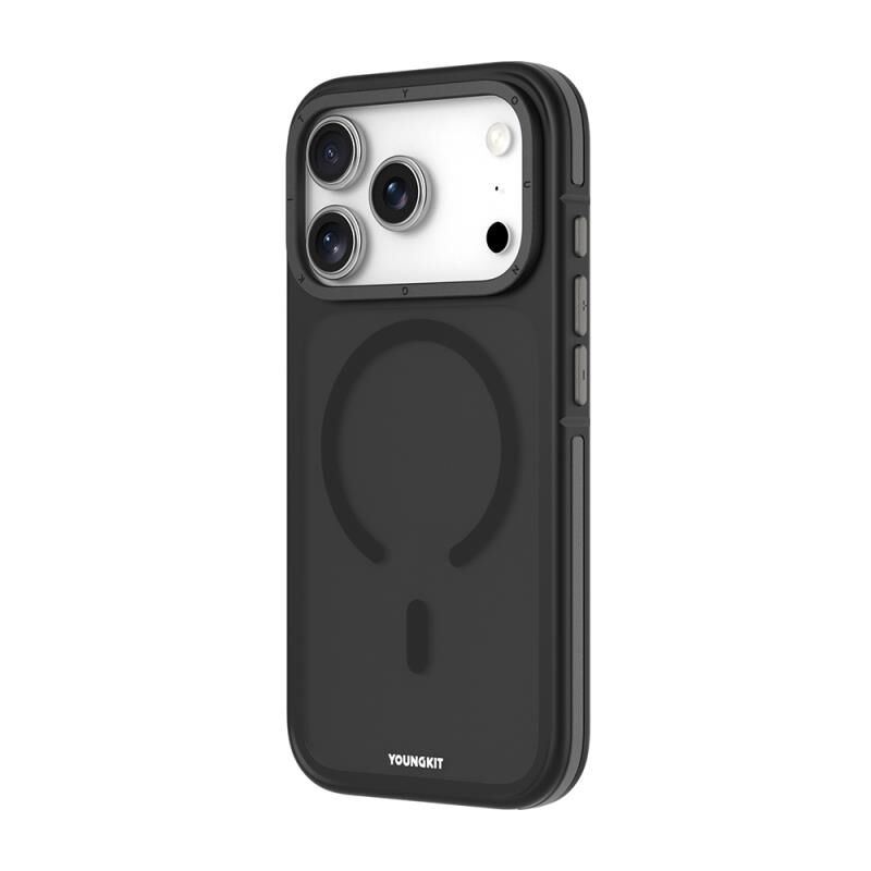 Younkit  iPhone 17 Pro Max Kılıf Magsafe Şarj Özellikli Youngkit Rock Sand Serisi Kılıf Siyah