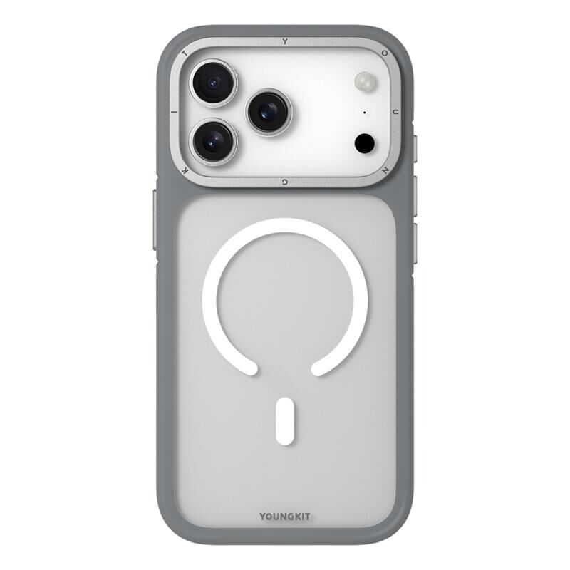 Younkit  iPhone 17 Pro Max Kılıf Magsafe Şarj Özellikli Youngkit Rock Sand Serisi Kılıf Gri