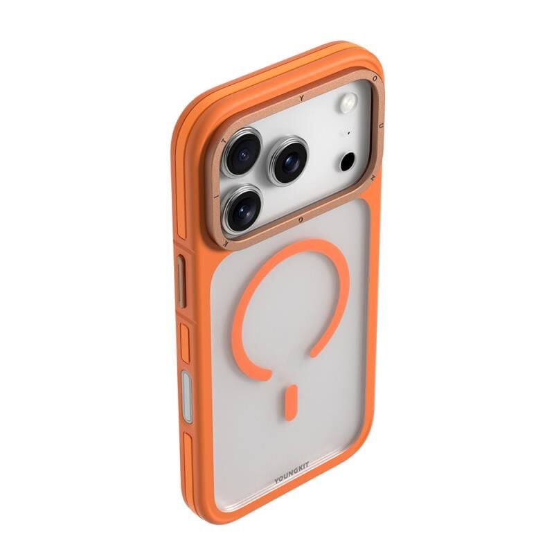 Younkit  iPhone 17 Pro Max Kılıf Magsafe Şarj Özellikli Youngkit Rock Sand Serisi Kılıf Turuncu
