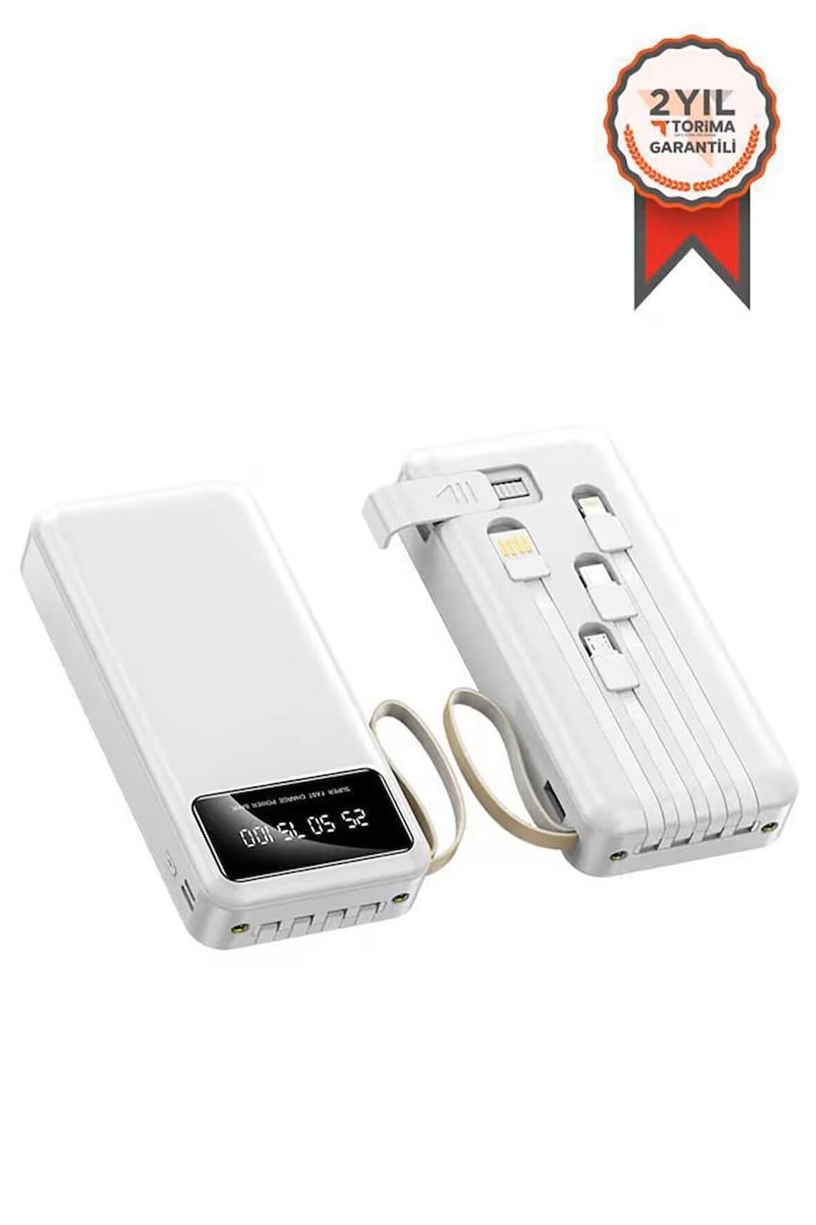 Torima TRM-1021 Taşınabilir Batarya 20000 Mah Ledli 4 Çıkışlı Powerbank Beyaz