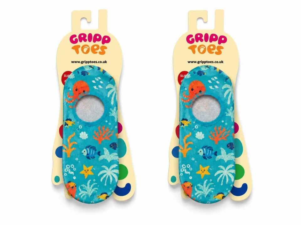 GrippToes Kaymaz Damla Tabanlı Deniz&Havuz Çorabı  N2 Çok Renkli - 33-35