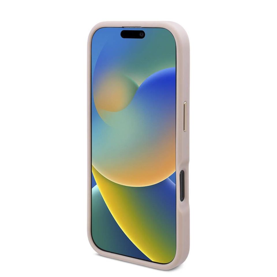 Apple iPhone 16 Pro Max Kılıf - Guess Orijinal Lisanslı - Magsafe Şarj Özellikli - 4G Desenli - PU Metal Plaka - Klasik Logolu Kapak - Pembe