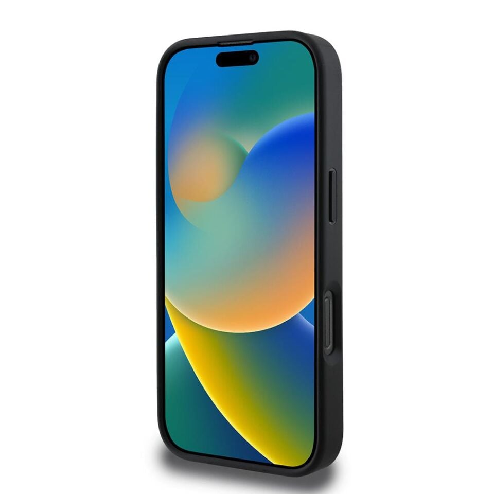 Apple iPhone 16 Pro Kılıf - Guess Orijinal Lisanslı - Magsafe Şarj Özellikli - 4G Desenli Çizgili - Kartlıklı Kapak - Siyah