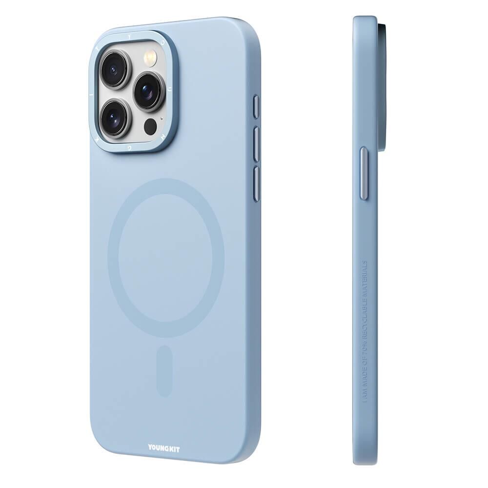Apple iPhone 14 Pro Kılıf - Magsafe Şarj Özellikli - Çizilmeye ve Aşınmaya Dayanıklı - Youngkit Velvet Serisi Kapak - Mavi