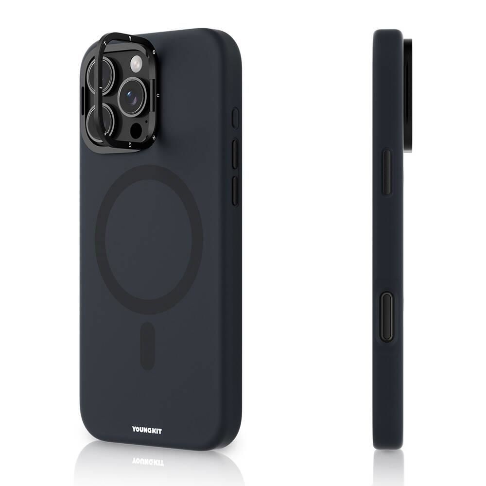 Apple iPhone 16 Pro Max Kılıf - Magsafe Şarj Özellikli - Kamera Standlı - Youngkit Bitty Cream Kapak - Lacivert