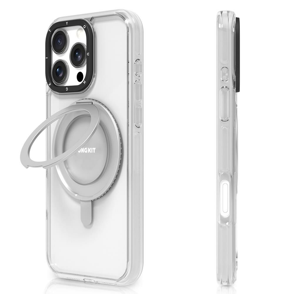 Apple iPhone 16 Pro Max Kılıf - Magsafe Şarj Özellikli - Parmak Ring Standlı - Youngkit Pivot Serisi Kapak - Şeffaf