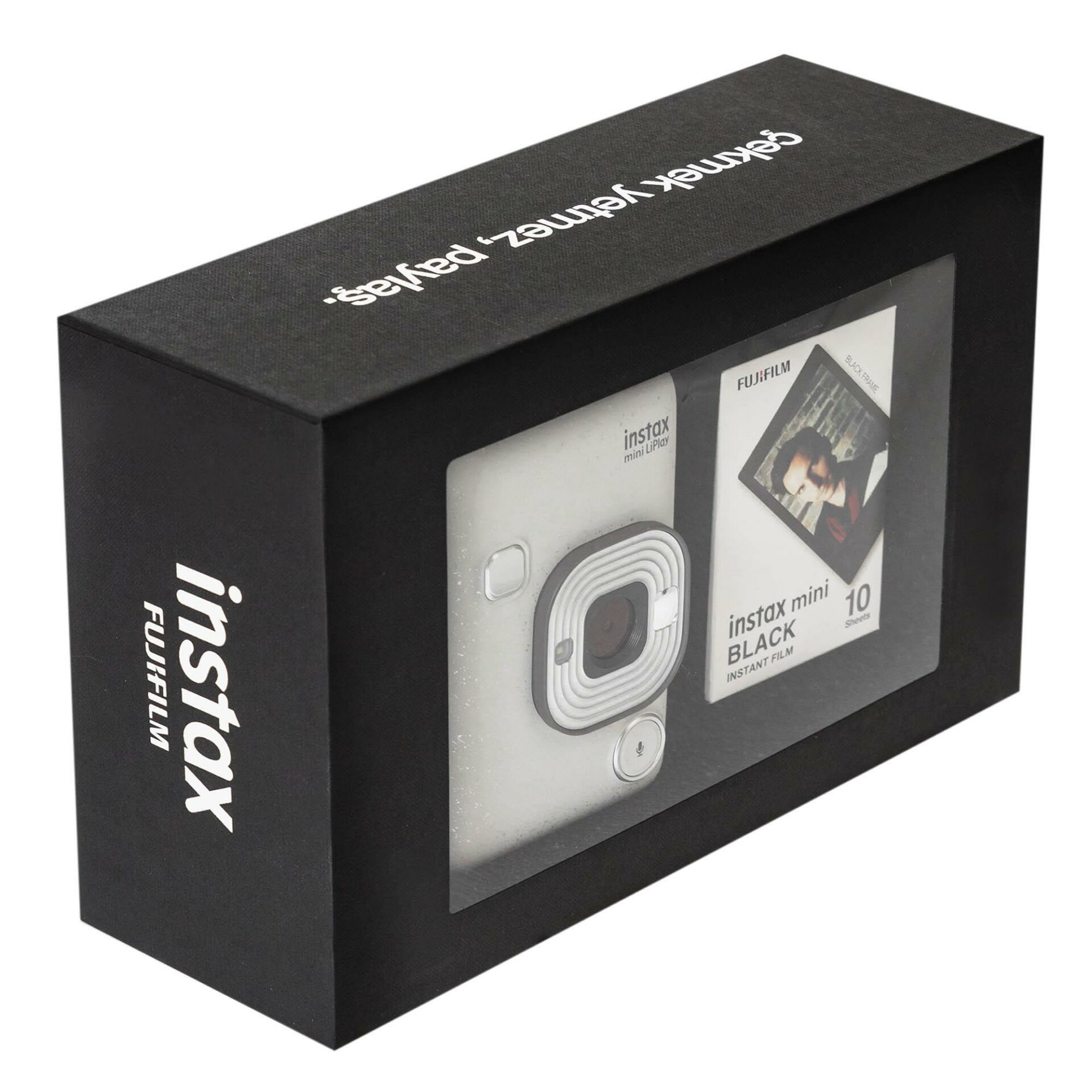 Instax mini LiPlay Stone White Fotoğraf Makinesi Siyah Special Box