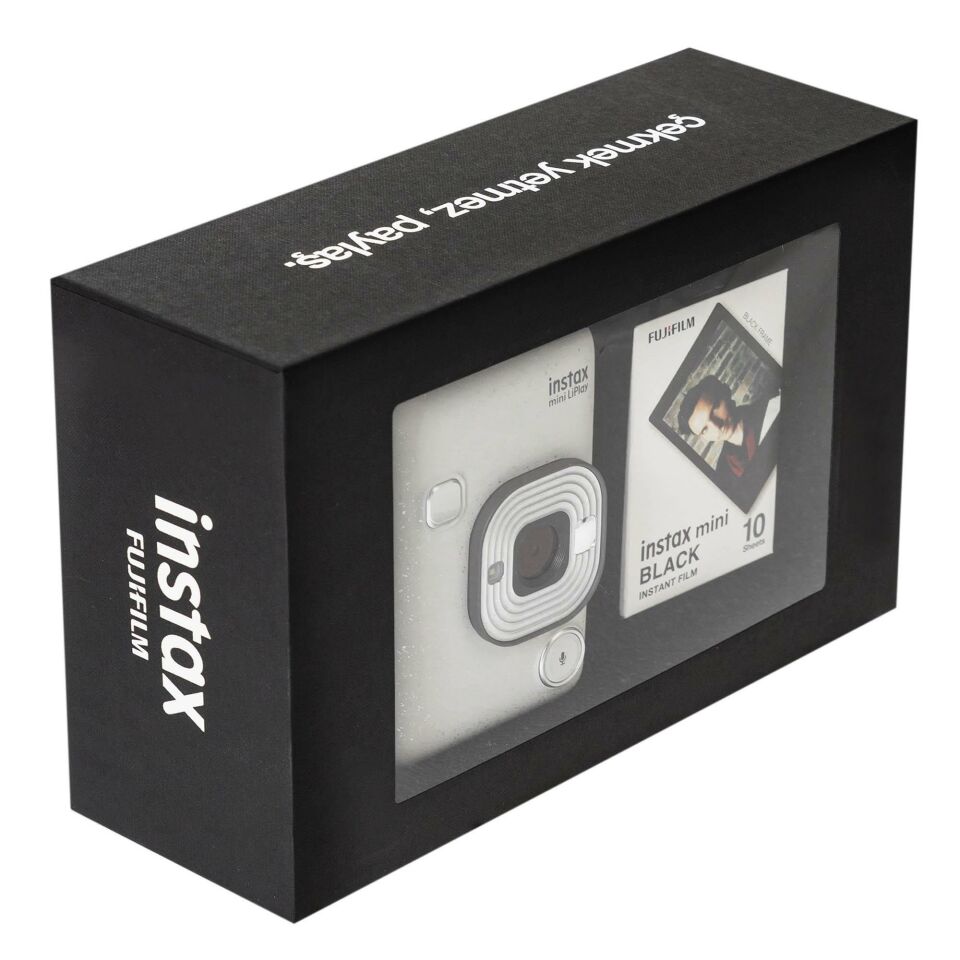 Instax mini LiPlay Stone White Fotoğraf Makinesi Siyah Special Box