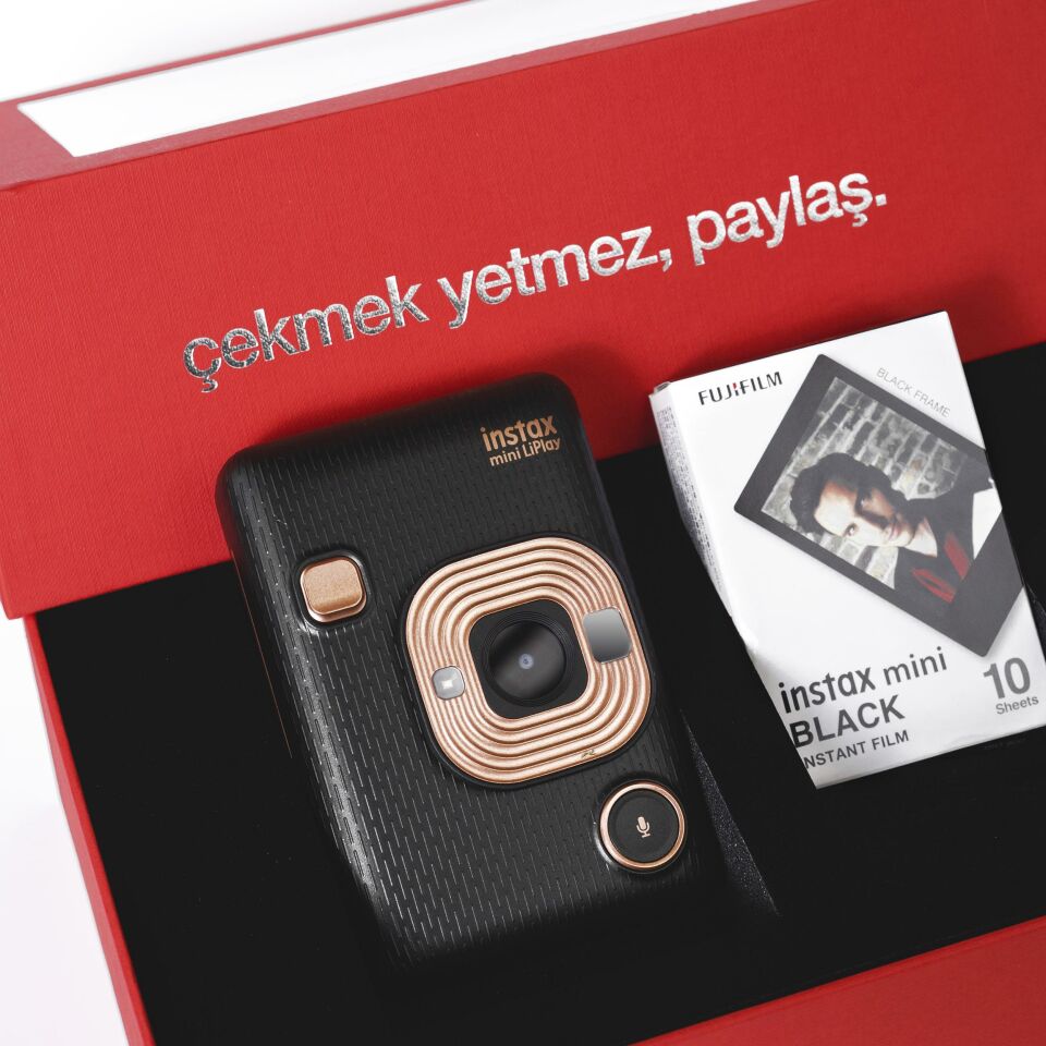 İnstax mini LiPlay Elegant Black Fotoğraf Makinesi Kırmızı Special Box