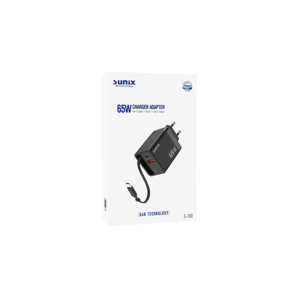 Sunix S 160 65W GaN Teknoloji Hızlı Şarj Cihazı Kablolu
