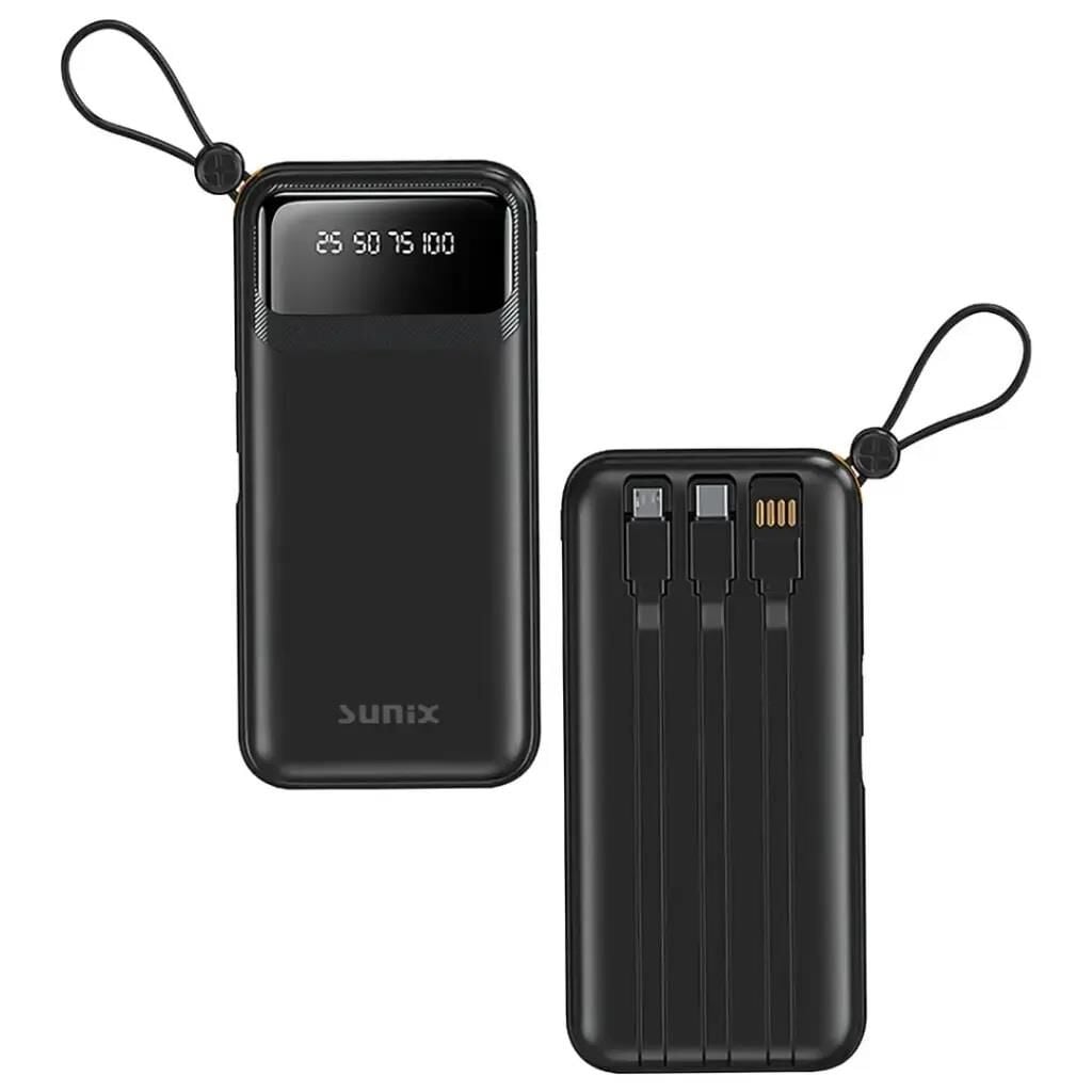 Sunix Pb 120 10.000 Mah Dijital Göstergeli Kendinden Kablolu Powerbank Siyah