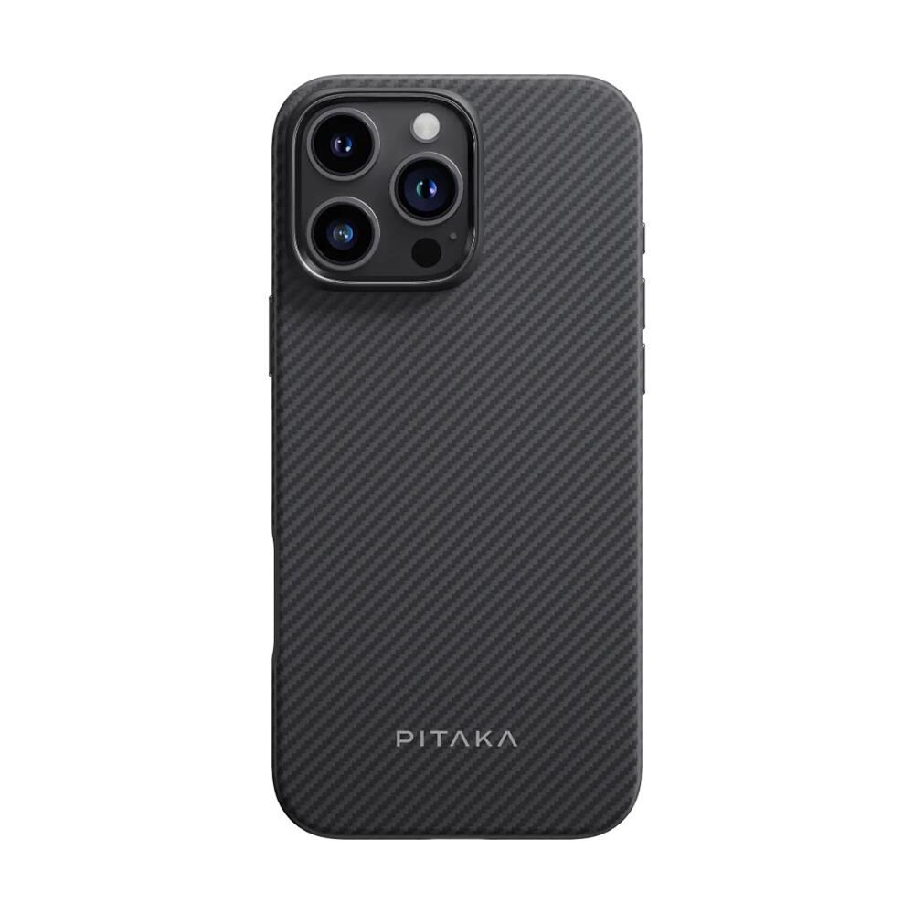 iPhone 16 Pro Kılıf Magsafe Şarj Özellikli Aramid Fiber Pitaka Military-Grade Classic Serisi Black-Grey Twill Kapak