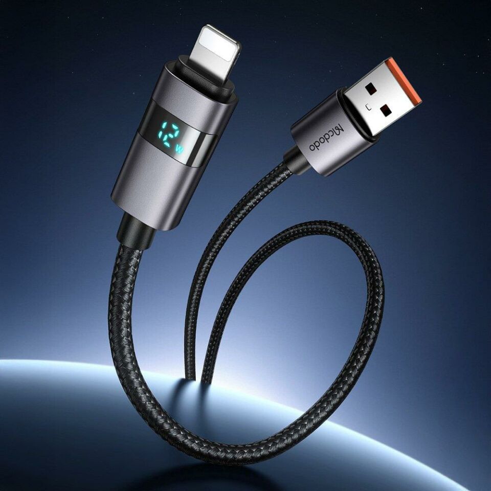 Mcdodo CA-6490 1.2m 3A Yatay Led Ekranlı Kablo Siyah