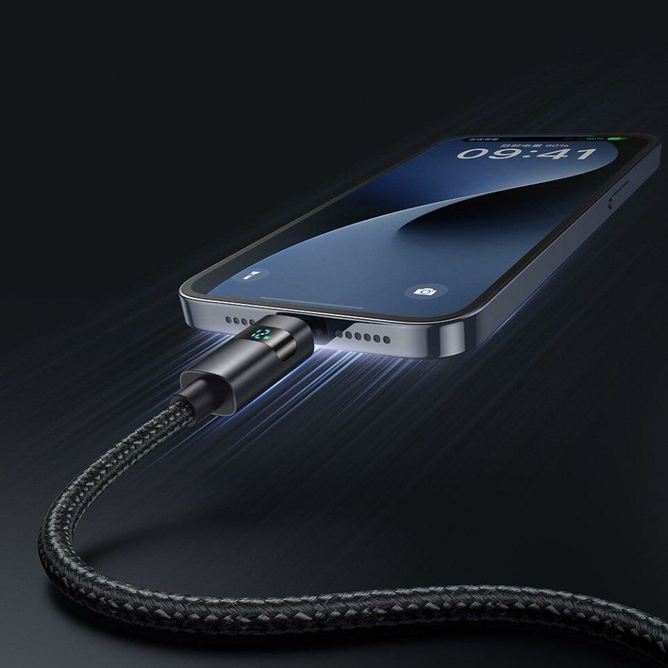 Mcdodo CA-6490 1.2m 3A Yatay Led Ekranlı Kablo Siyah