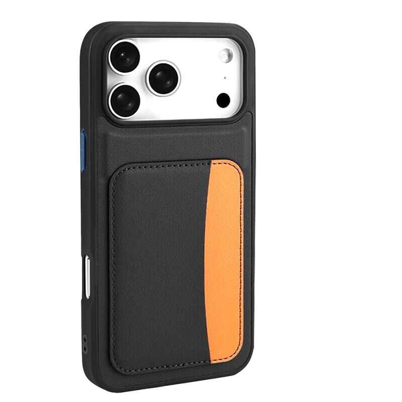Zore iPhone 17 Pro Max Kılıf Kartlıklı Zore X-Kart Silikon Kılıf Siyah